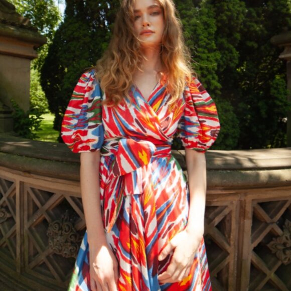 Guadalupe NWT Monica Ikat Dress Red/Multi - Picture 1 of 4